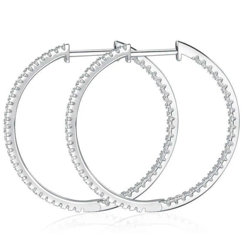 1.2cttw Full Moissanite Hoop Earrings for Women 100% 925 Sterling Silver 18k Plated Sparkling Wedding Birthday Gift Fine Jewelry