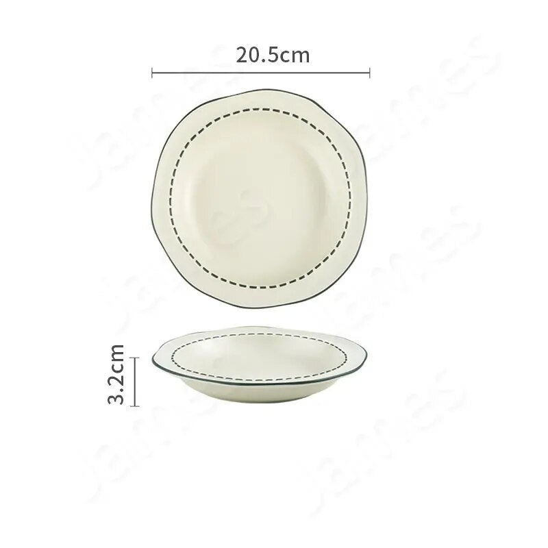 Irregular Shaped Ceramic Dinner Plate Underglaze Color Relief Bowl and Plates Steak Pasta Bread Sandwich Salad Dessert Bowls Set