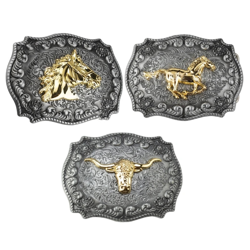 Long Horn Belt Buckle Metal Belt Buckle For Men Cowboy Big Cowboy Belt Buckle Vintage Western Belt Buckle Head