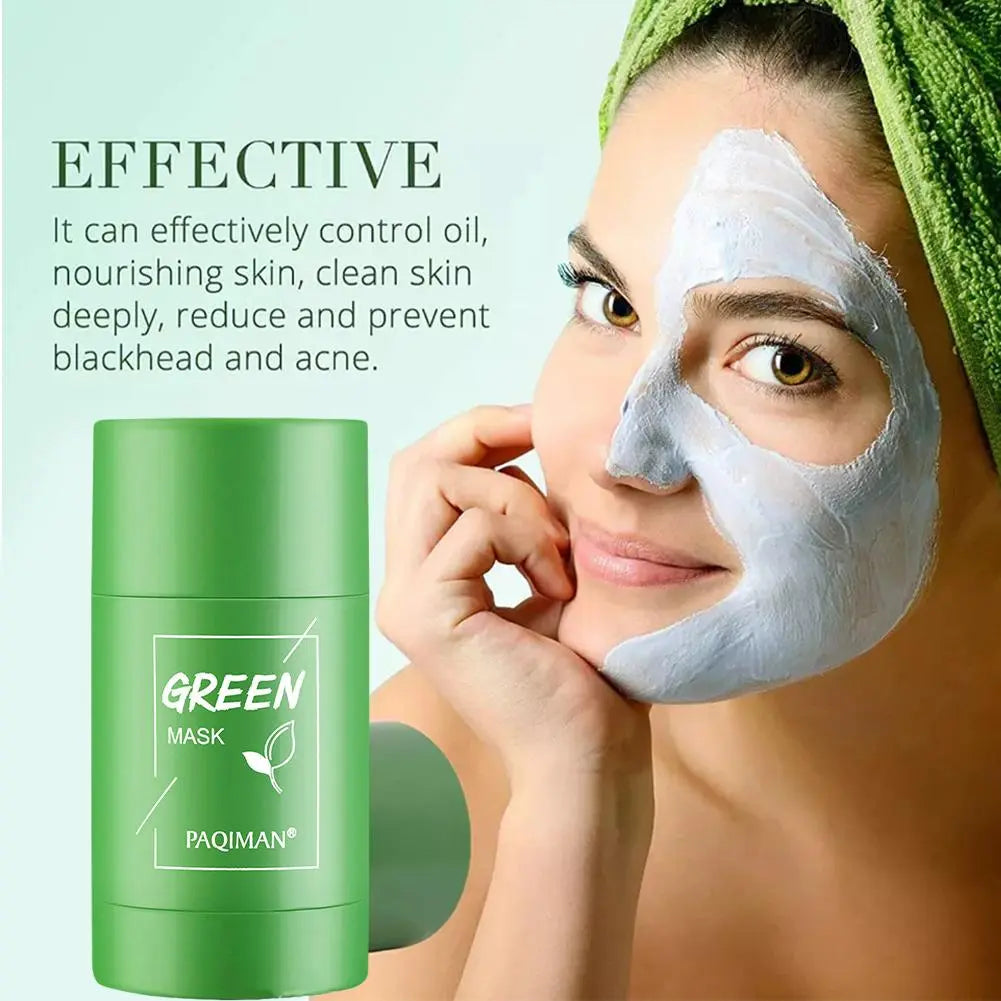 Deep Cleansing Mud Film Control Oil Shrink Pores Gentle Remove Blackheads Green Tea Cleansing Stick Skin-Friendly Treatment