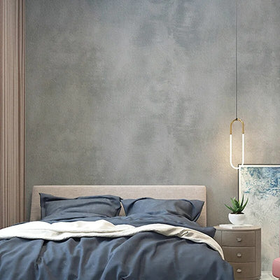 Vintage Vinyl Concrete Wall Effect Wallpapers Retro Plain Texture Dark Gray PVC Wall Paper Bedroom Living Room Background Decor