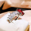 Personality Fashion Color Zircon Ring Female 925 Silver Temperament Opening Ring Party Birthday Gift Wholesale