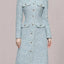 SMTHMA Women's Dresses Winter Long Sleeves Luxury O-Neck Tassel Single Breasting Tweed Dress Korean Blue Elegant Slim Dress