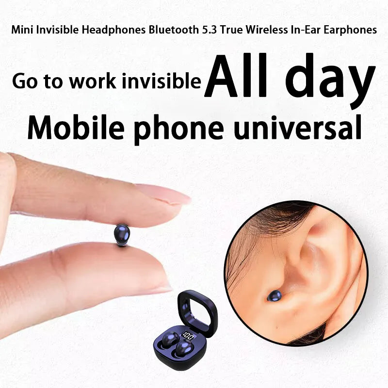 Headphones Bluetooth 5.3 True Wireless In-Ear Earphones Mini In Ear Noise Cancelling Invisible Sleeping HiFi Sound Quality