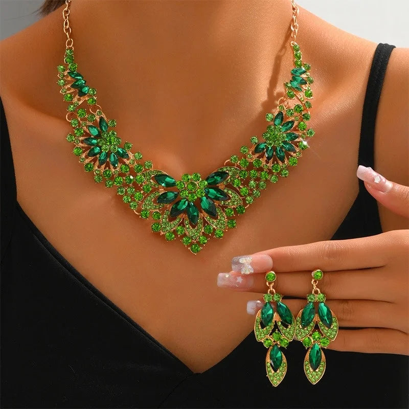 Vintage Necklace Set Women's 2-piece Set Leaves Flowers Exaggerated Bridal Accessories