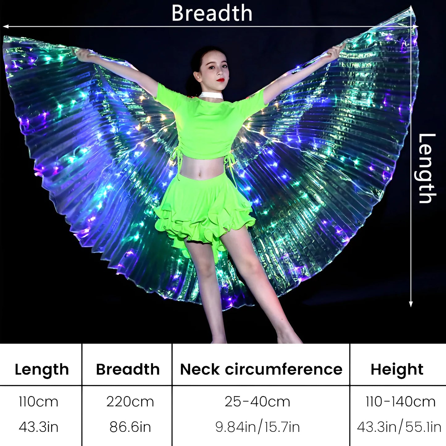 LED Angel Wings Light Up Butterfly Cape Colorful Butterfly Wings Lightweight Portable Belly Dance Costumes Wings for Adults Kids