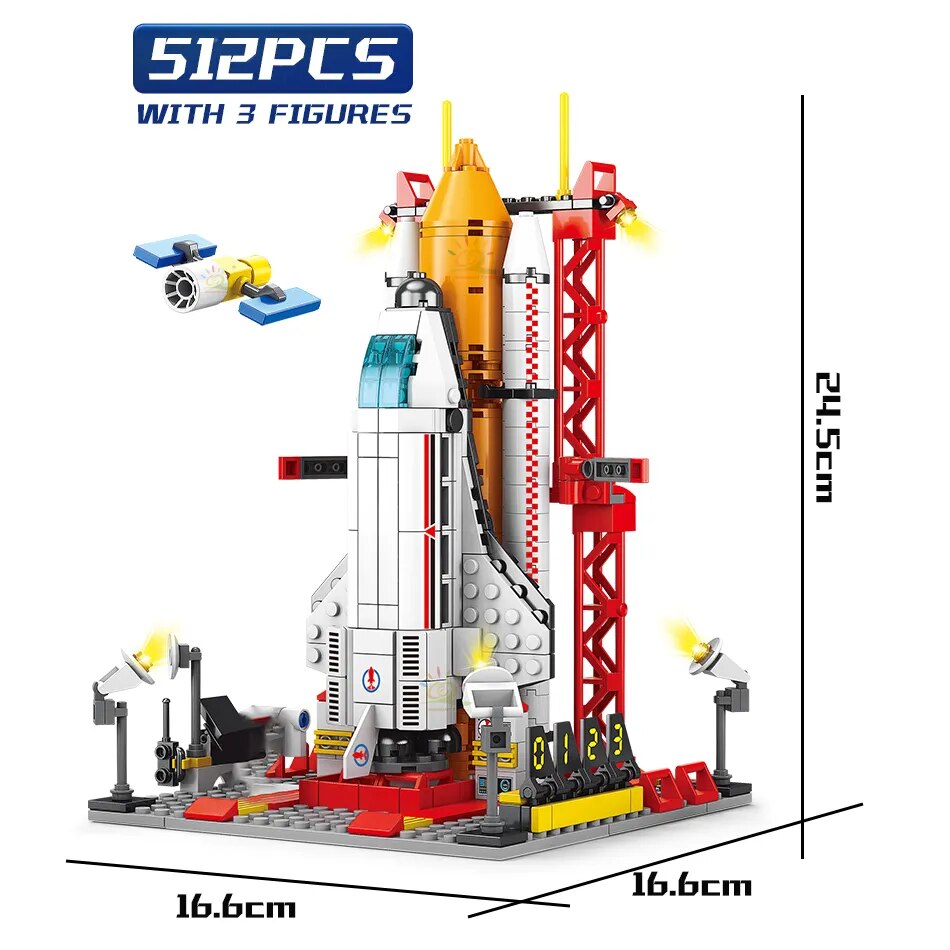 HUIQIBAO Space Aviation Manned Rocket Building Blocks With Astronaut Figure City Aerospace Model Bricks Children Toys for Kids