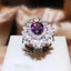 925 Silver New Model Amethyst Opening Ring Female Bling Bling Long Pillow Shape Deep Purple Zircon Full Diamond Ring Bridal Gift