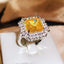 925 Silver Hot Sale Women's Ring Yellow Square Zircon Platinum-plated PROM Party Jewelry Party Birthday Gift