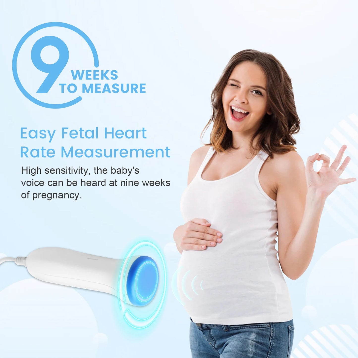 3MHz Ultrasound Baby Heart Rate Detector Pregnant Ultrasonic Baby Heartbeat Monitor Fetal Monitor Doppler Stethoscope For Pregna