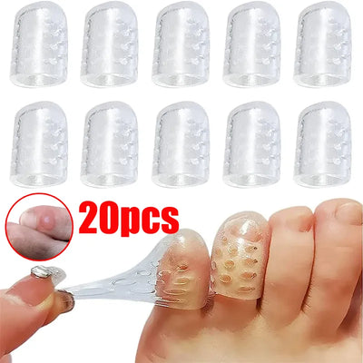 20pcs Transparent Silicone Toe Caps Anti-Friction Breathable Toe Protector Prevents Blisters Toe Caps Cover Protectors Foot Care