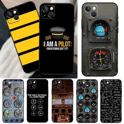 Aviation Aeroplane Pilot Cockpit Phone Case For iPhone 11 12 13 14 15 Pro XS Max Mini Cover For iPhone X XR 7 8 Plus Back Case