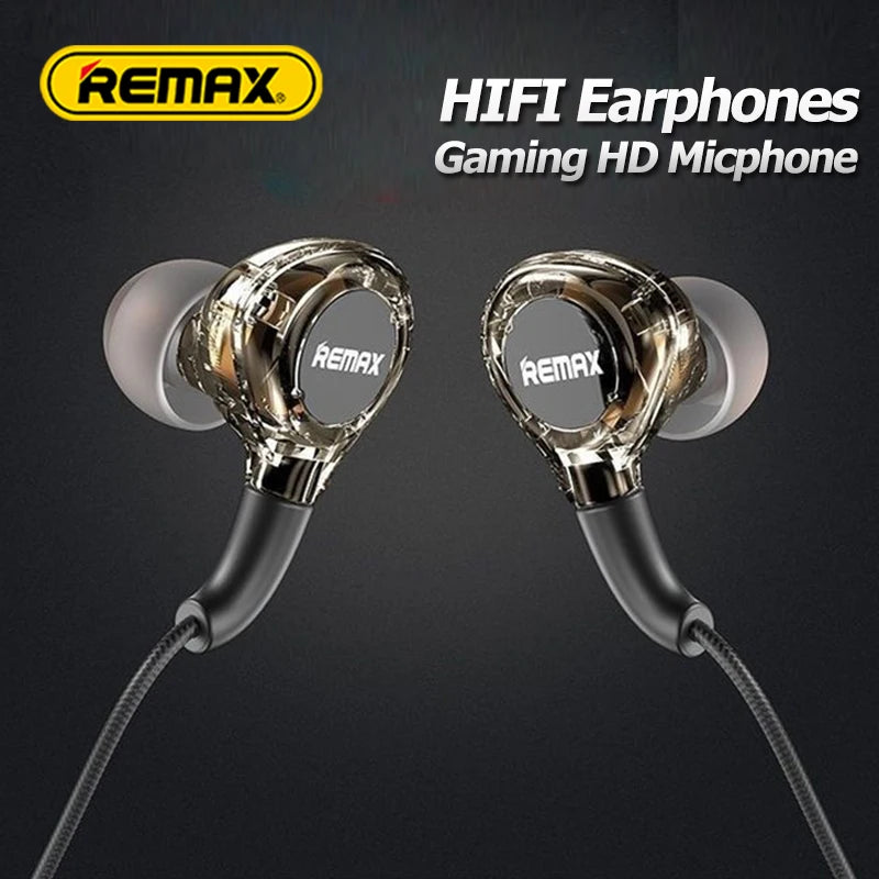 Remax HiFi Earphones Wired In-Ear With Mic Volume Control TypeC 3.5m HD Sound Headphone Sports Noise Cancelling Headset Audioph