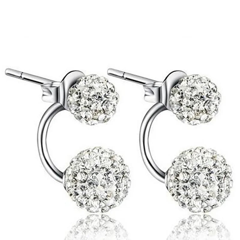 Promotion Shambhala Double Ball Design 925 Sterling Silver Color Ladies' Stud Earrings For Women Jewelry Birthday Gift Oorbellen