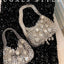 Shiny Metal Handmade Woven Handbag Crystal Rhinestone Diamond Evening Bag Dinner Party Clutch Purse Women Shoulder Crossbody Bag