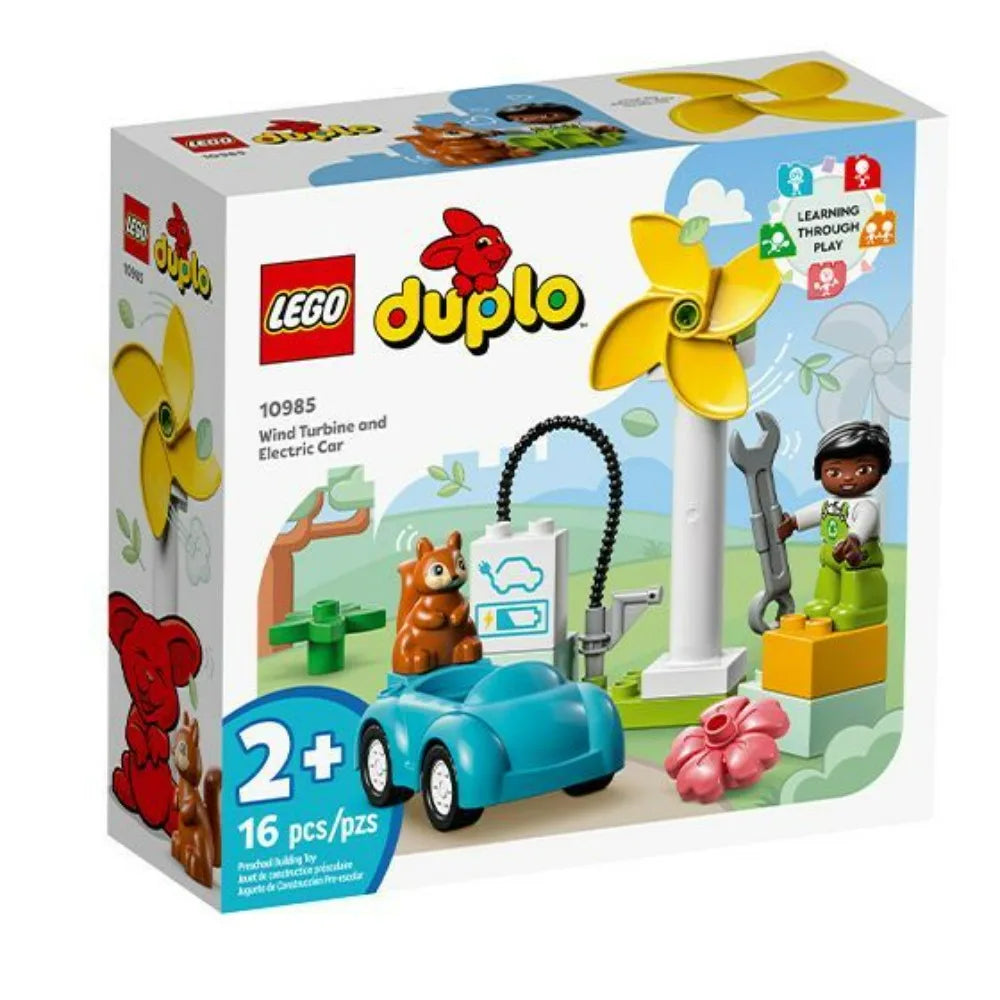 LEGO 10985 Duplo Town Wind Turbine and Electric Car Toy for Girls and Boys from 2 Years Educational Christmas New Year Gift