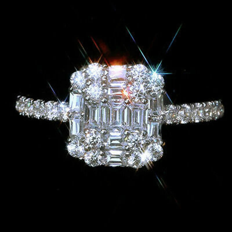 Luxury Female White AAA Zircon Wedding Ring Filled Jewelry gift  Promise Engagement Rings For Women