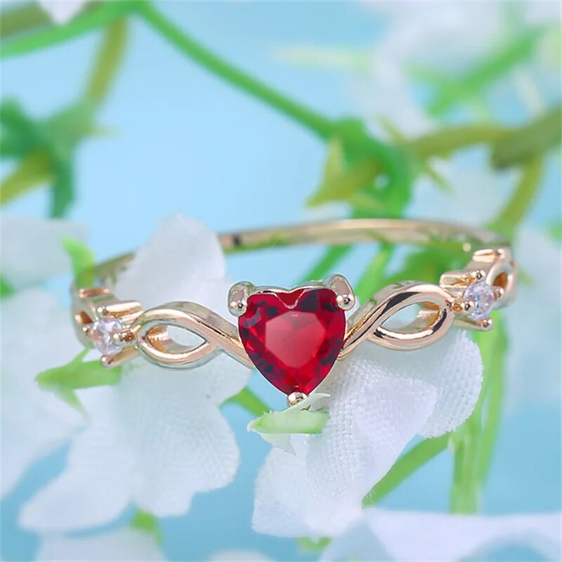 Simple Slim Heart Ring for Women Female Cute Finger Rings Romantic Birthday Gift for Girlfriend Multicolor Zircon Stone Jewelry