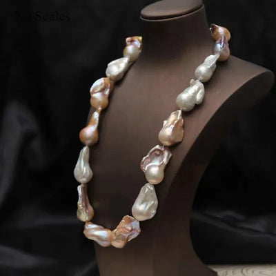 Natural Fresh Water Baroque White Multicolor Mixed Pearl Beaded Necklace European and American Fashion Style High-end Jewelry