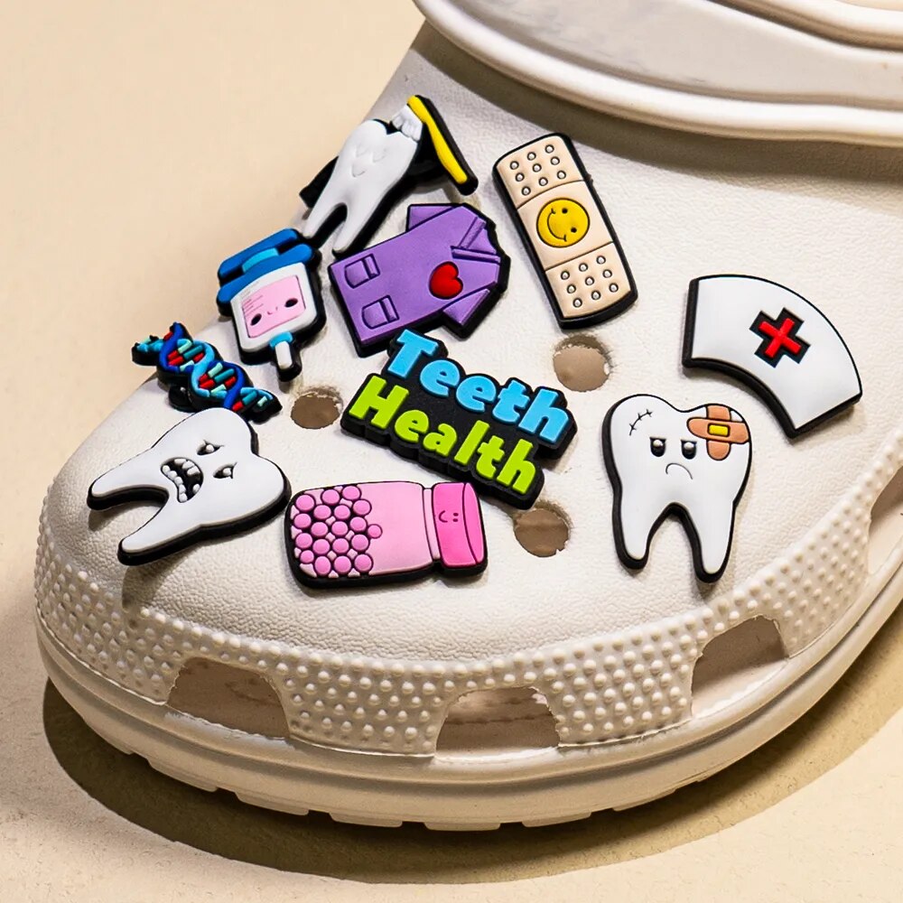 1pcs Medical Charms for Croc Accessories Girls Jibitsu Teeth Nurse PVC Shoe Decoration Pins for Women Sneakers Summer Gifts