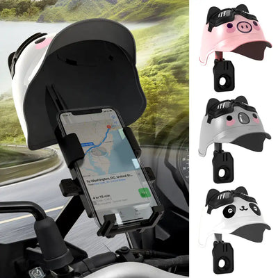 Cartoon Small Helmet Rider Motorcycle Mobile Phone Holder and Electric Bicycle Navigation Phone Holder Waterproof Sunshade