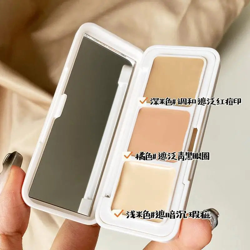 Three Color Square Cheese Concealer To Cover Spots Acne Marks Dark Circles Lacrimal Grooves and Concealer Plate Makeup concealer