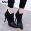 Women Pointed Toe Super High Heels Ankle Boots Autumn Winter Warm Short Plush Booties Woman Shiny Sequin Botas Mujer 2021