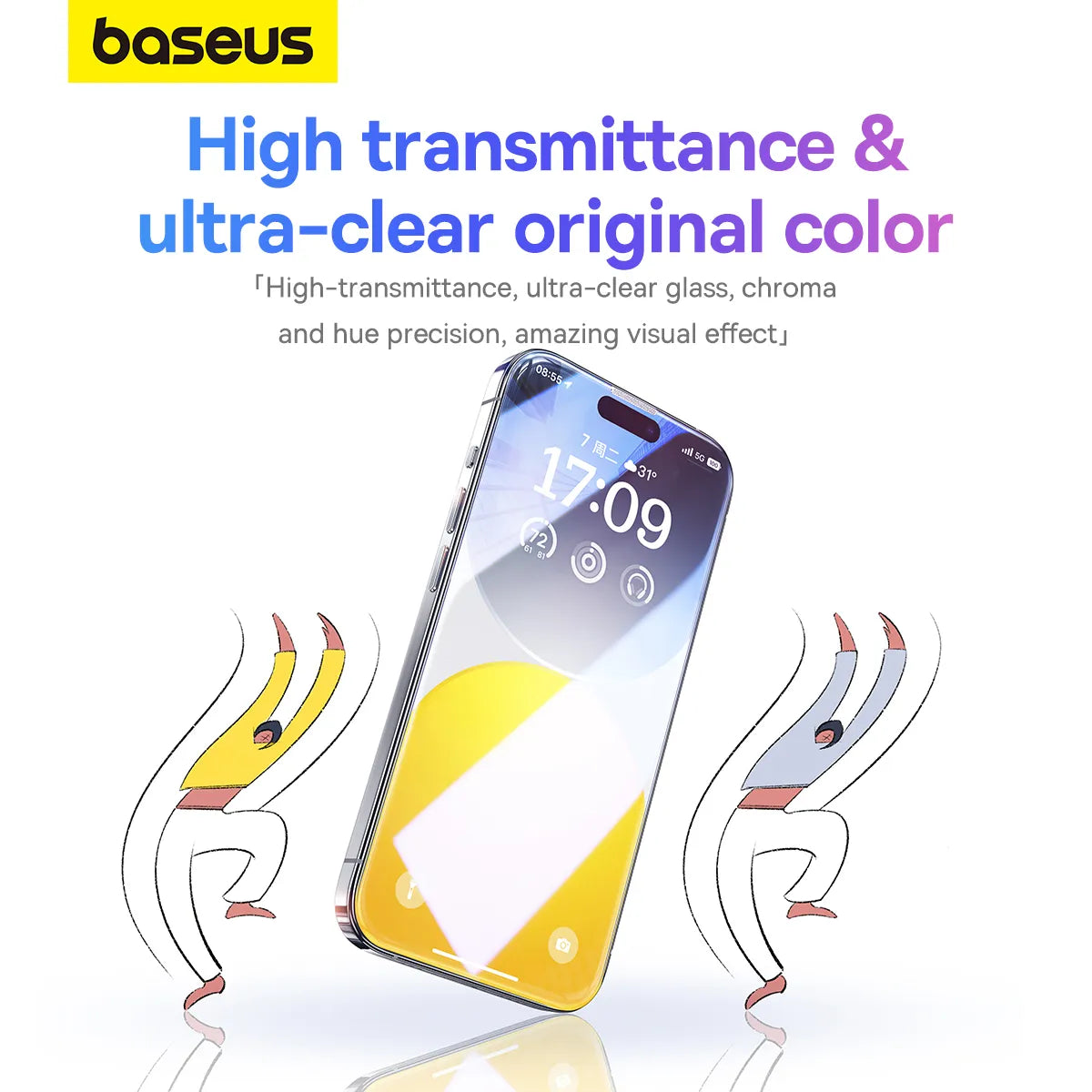 Baseus 2PCS Tempered Glass For iPhone 15 Pro HD Protective Glass For iPhone 15 Pro Max 15 Plus Film Tempered Screen Protector