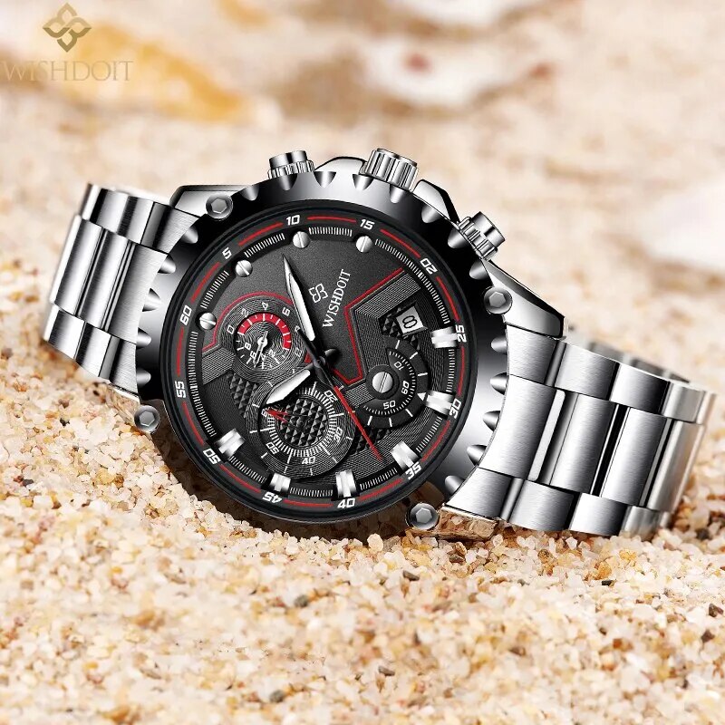 WISHDOIT Original Watch for Men TOP Brand Waterproof Sports Stainless Steel Chronograph 2022New Fashion Luxury Wrist Watches