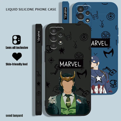 Marvel Loki Captain America For Samsung A73 A72 A54 A53 A52 A42 A34 A33 A32 A23 A22 A14 A13 A12 Liquid Left Rope Phone Case