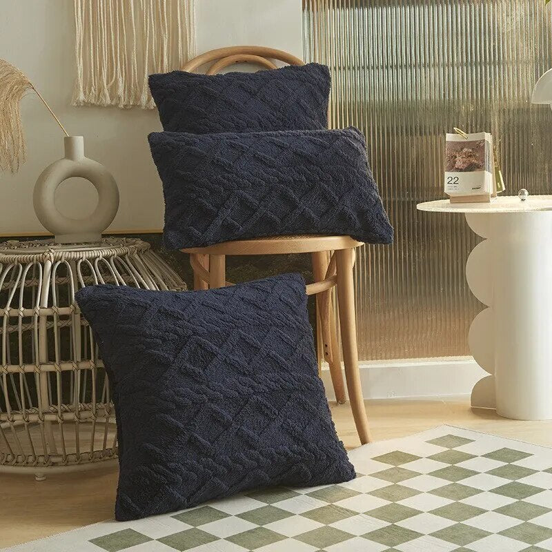 Twist KnittingPlush Pillow Case Vintage Knitted Cushion Cover Simple Cushion Plush Pillow Headboard Back