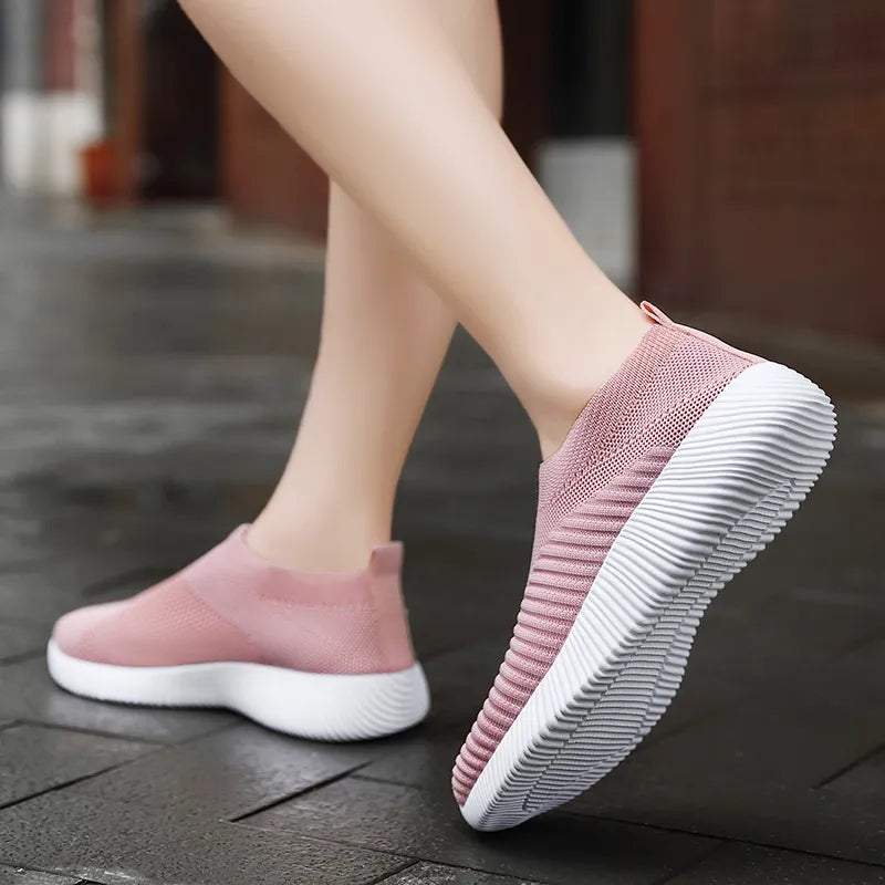 Women Vulcanized Shoes High Quality Women Sneakers Slip On Flats Shoes Women Loafers Plus Size 42 Walking Flat