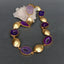 Y·YING Natural Purple Agate Geode Slice Gold Plated Brushed Bead Chain Necklace Designer Women Elegant Jewelry