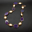 Y·YING Natural Purple Agate Geode Slice Gold Plated Brushed Bead Chain Necklace Designer Women Elegant Jewelry