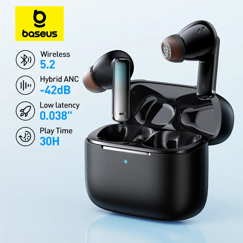 Baseus Bowie M2 True Wireless Earphone 42dB Active Noise Cancellation Bluetooth5.2 Wireless Charging Headphone 4-Mics ENC Earbud