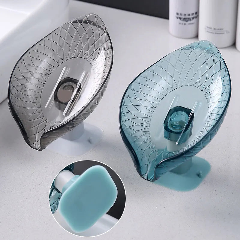 1 PC Transparent Leaf Shape  Drain Soap Holder