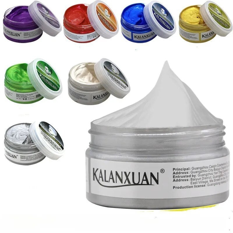 9 Color Fashion Temporary Color Dye Mud Salon Hair Wax Cream Styling Modeling Grandma Green Hair Dye