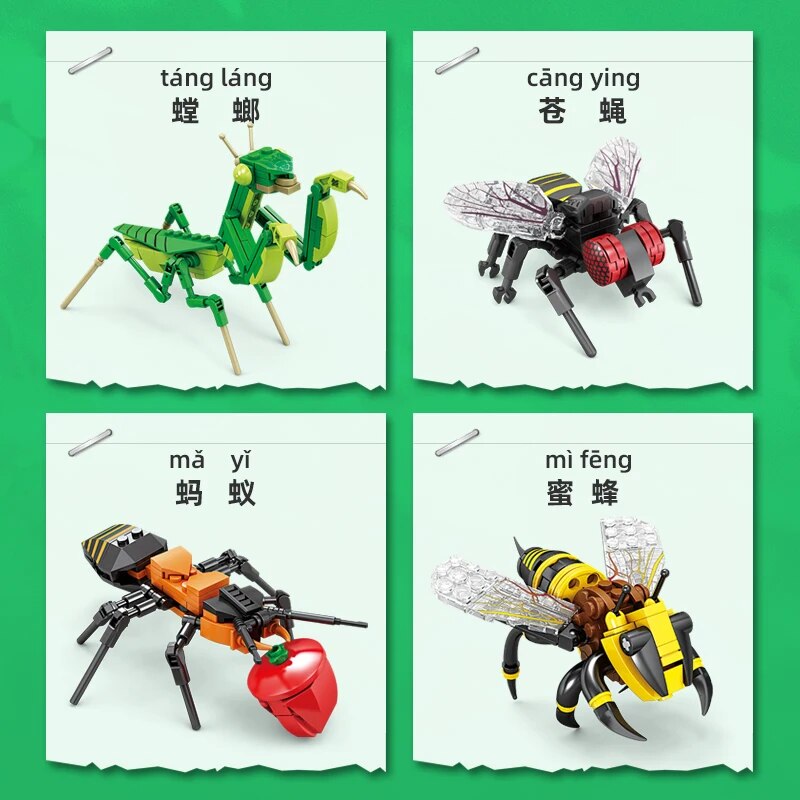 Dinosaurs Jurassic Animal Insect Ocean ladybug Turtle Clownfish Octopus Shark Snail Ants Building Blocks Mini Action Figure Toy