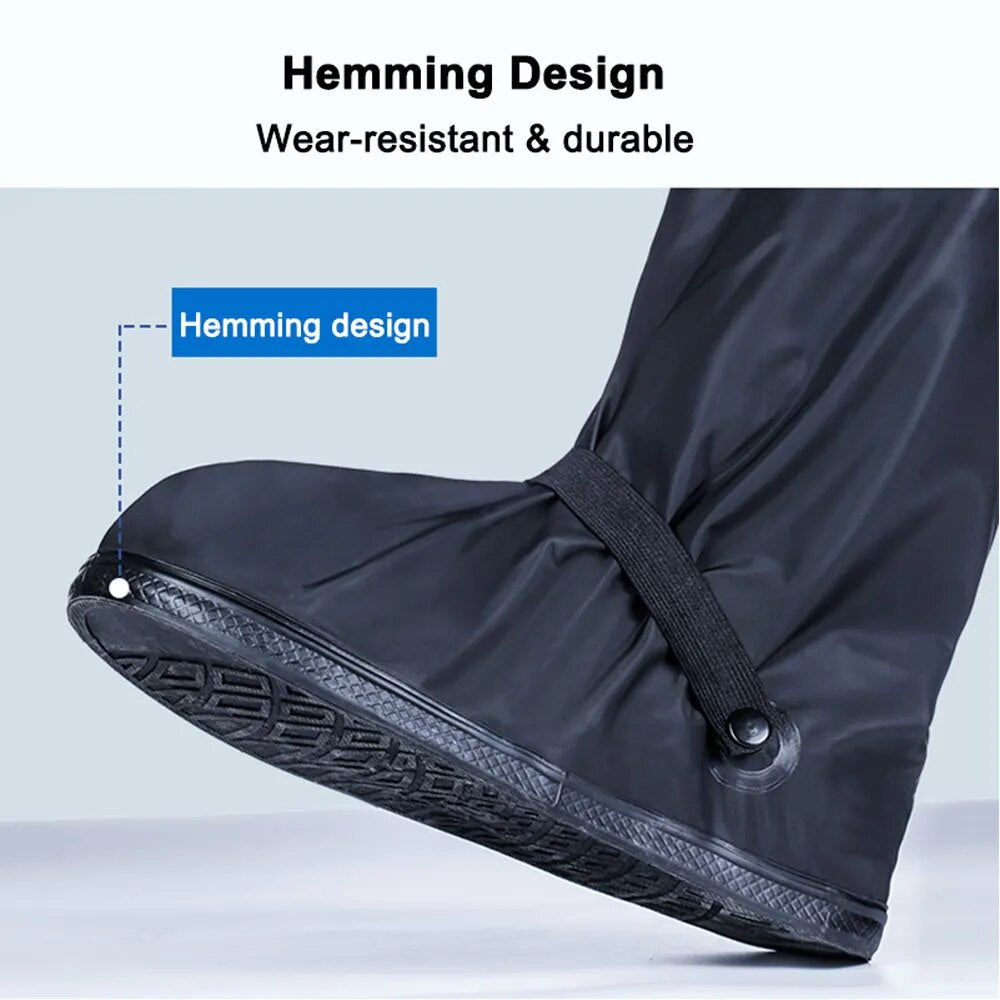 Black Waterproof wear resistant High-tube Motorcycle Rain Boots Covers Outdoor Travel Rain Shoe Covers Motocross Riding Sport