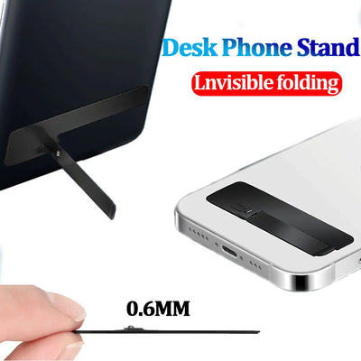 Stainless Steel Desk Phone Stand Mini Support Stand Invisible Folding Back Sticker Phone Stand Ultra Thin 0.6mm Phone Stand