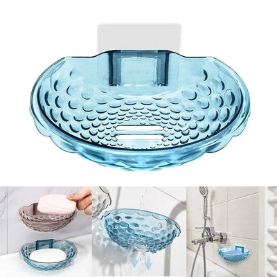 Soap Holder Soap Dishes Sponge Container with Wall Hook for Shower Kitchen Sink Adhesive No Drilling Bathroom Accessories