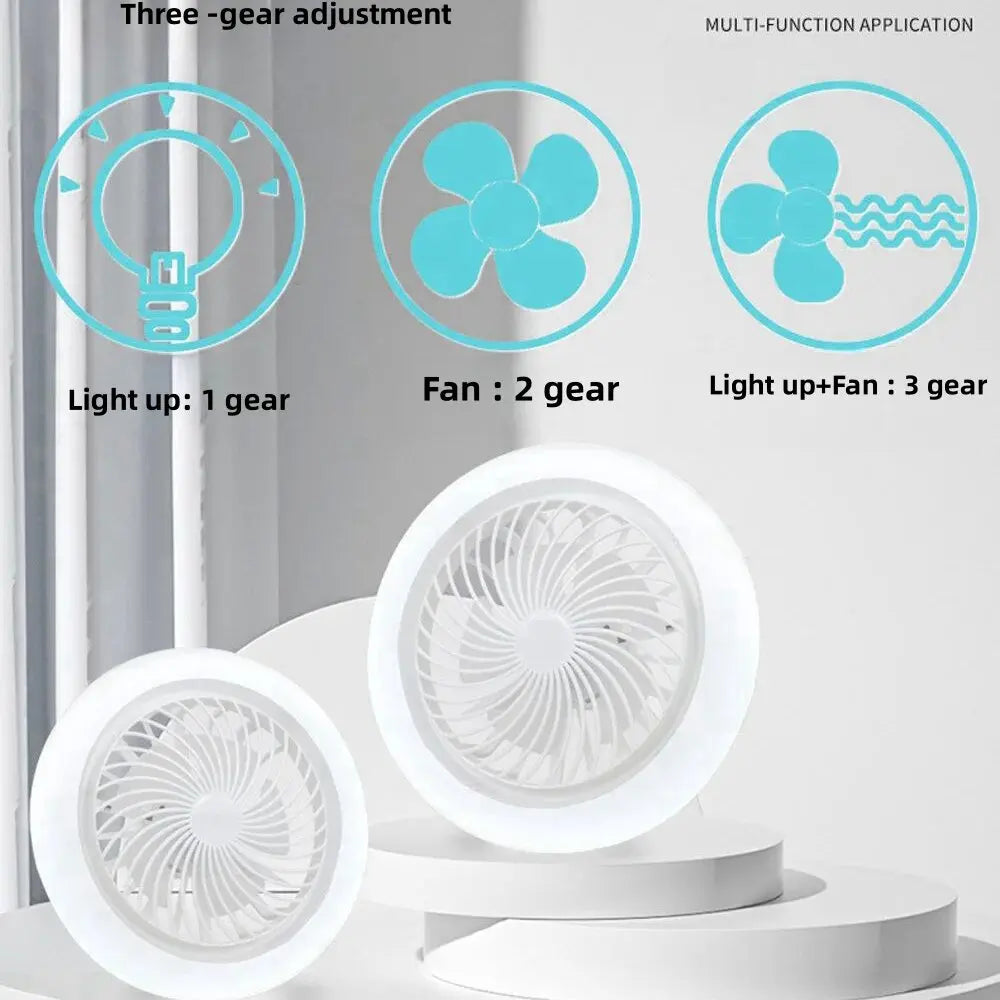 LED Light Fan with Remote Control and 3-Speed E27 Lighting Base for Bedroom and Living Room Lighting 2-in-1 Ceiling Fan Lights