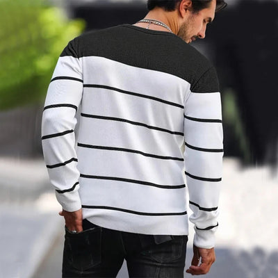 2024 New O-neck Cotton Pullover Men's Sweater Striped Casual Autumn and Winter High Quality Knitted Sweaters for Men