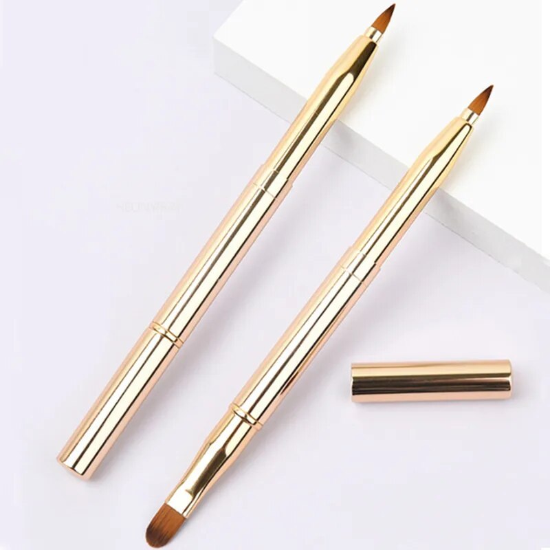 Retractable Lip Makeup Brush Lipstick Lip Gloss Brush Telescopic Dual Use Lip Eyeshadow Brush Beauty Tools With Protect Cap