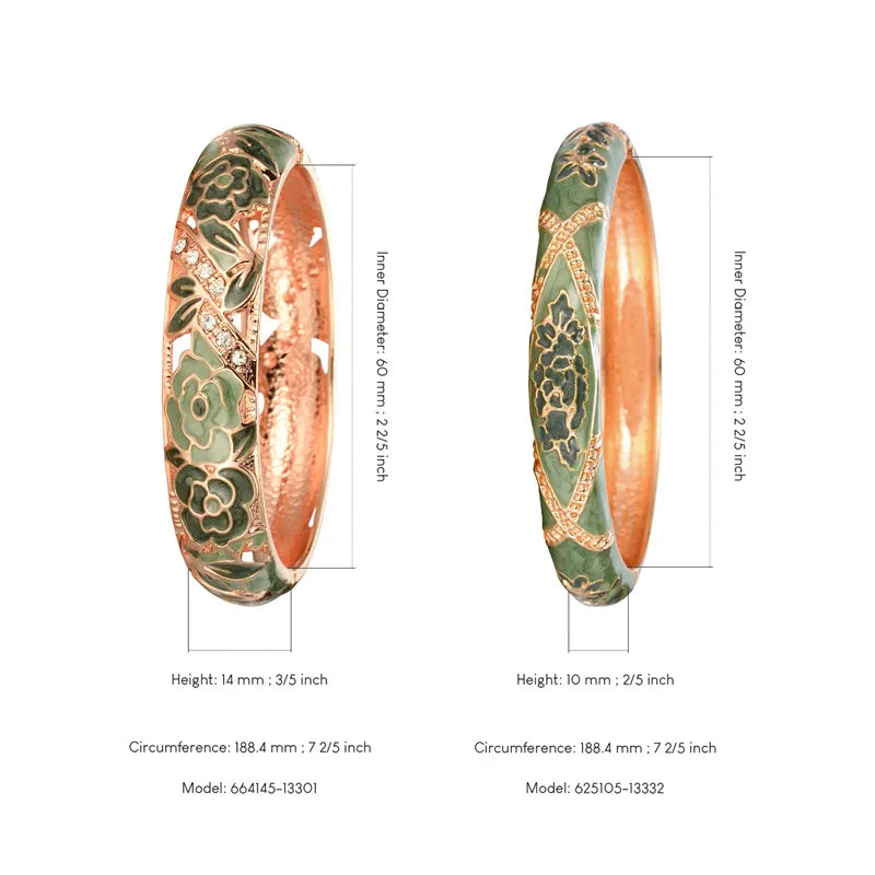 Cloisonne Double Bangle For Women Bracelet On Hand Enamel Jewelry Women's Hand Bracelet Female Bangle Set Mother's Day Gift Wife