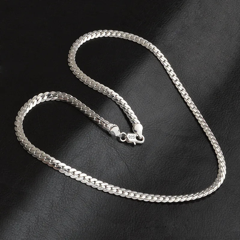 925 Sterling Silver 6mm Side Chain 8/18/20/22/24 Inch Necklace For Woman Men Fashion Wedding Engagement Jewelry Gift