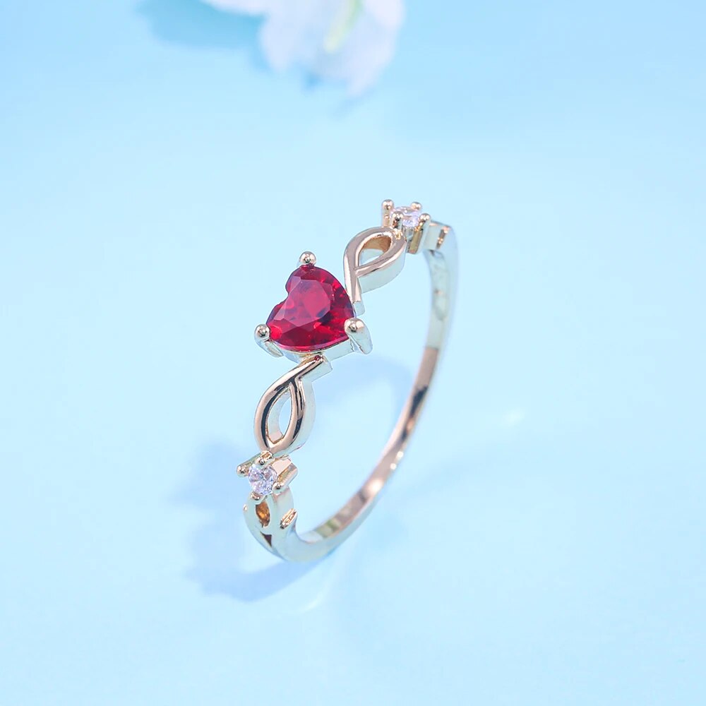 Simple Slim Heart Ring for Women Female Cute Finger Rings Romantic Birthday Gift for Girlfriend Multicolor Zircon Stone Jewelry