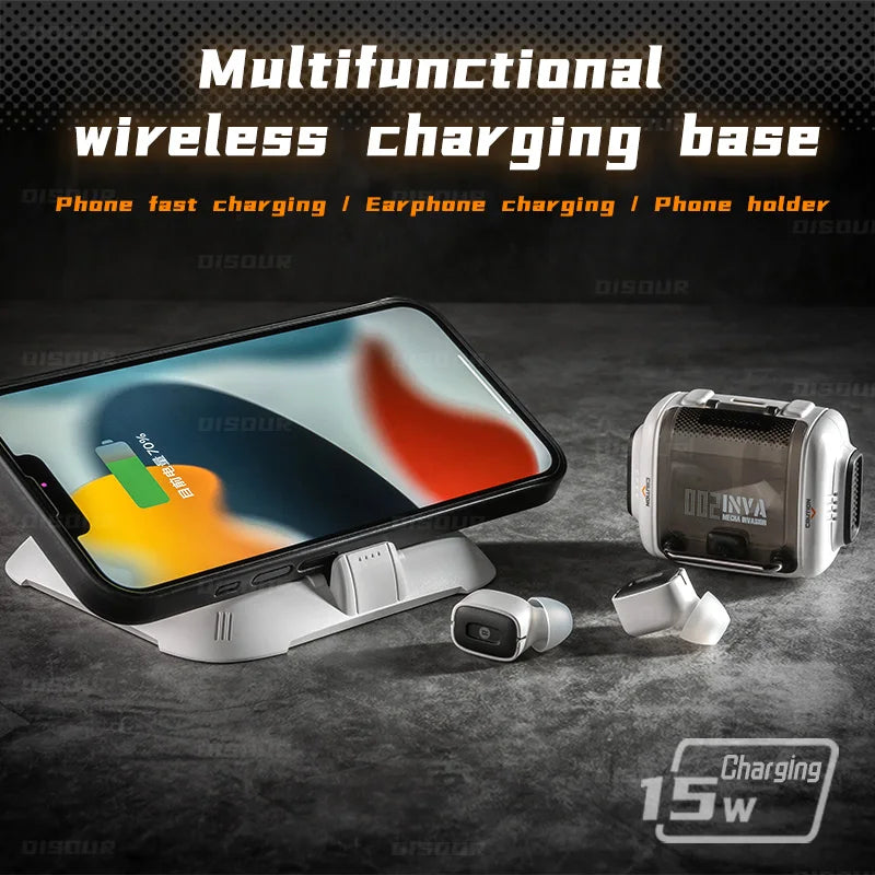 Space Capsule INVA-Q TWS Bluetooth 5.3 Headset FUTURE-MECHA In-Ear Wireless Noise Cancellation Earphone With Wireless Charging