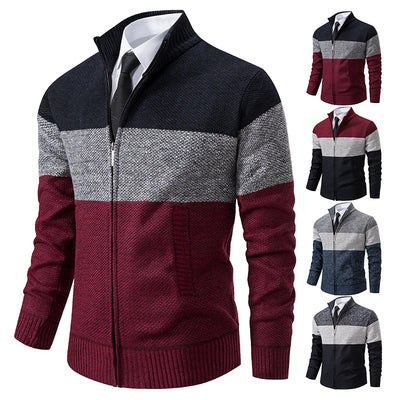 Cardigan sweater men's autumn and winter new stand-up sweater trend sweater coat