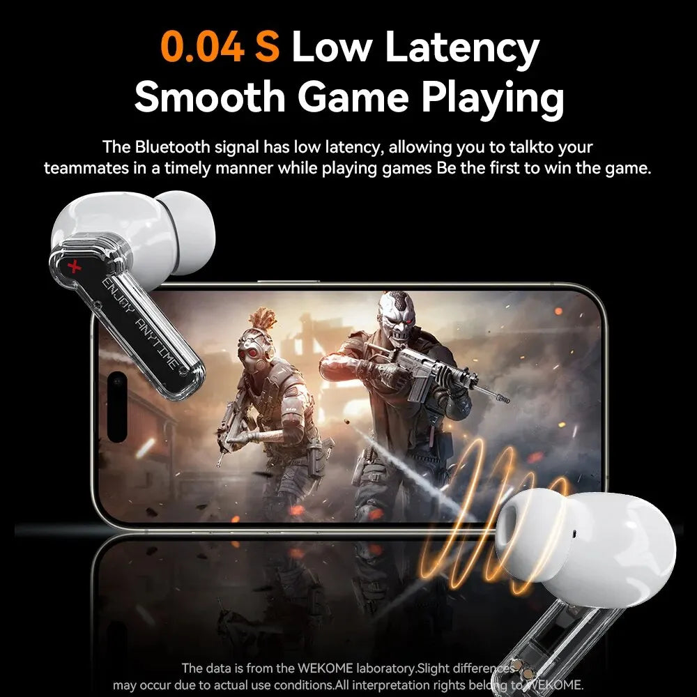 WEKOME V51 TWS Wireless Bluetooth 5.1 Earphone with Transparent Style, Low Latency 13mm Driver HIFI Music Earbuds Headphones